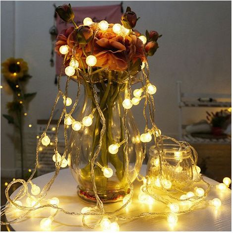 Guirlande lumineuse LED blanc chaud de 6 m, 40 LED, pour sapin de Noël. Fonctionne sur piles. (1/5)