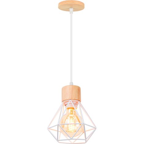 Lustre industriel, plafonnier cage en métal, suspension vintage, lampe suspendue avec ampoule chaude, longueur de corde de suspension réglable (1/5)