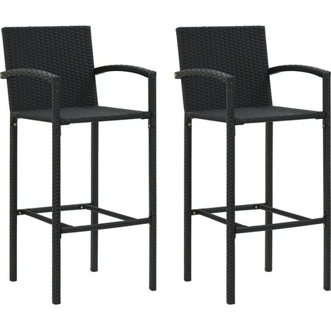 Bar Stools 2 pcs Black Poly Rattan vidaXL