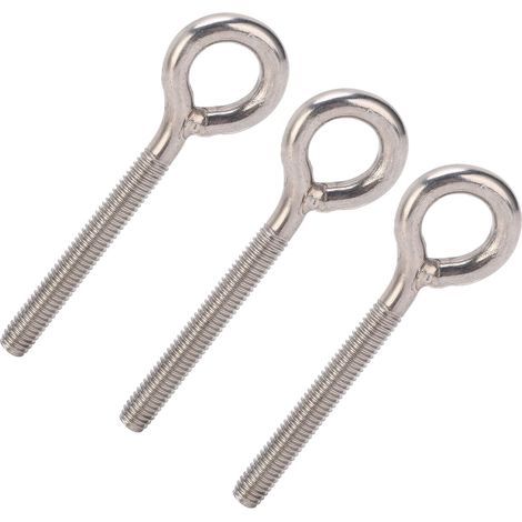 10Pcs Boulons à Œil Levage Inox 304 Argenté M6x73 Crochets Vis Fixation Écrou Anneau (1/5)