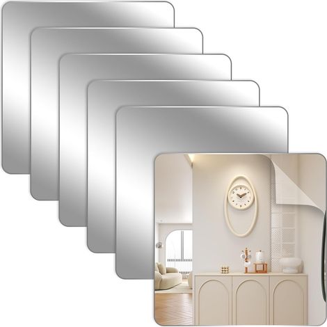 6 Pièces Miroir Autocollant 15 x 15cm, Incassable et Antichoc (1/5)