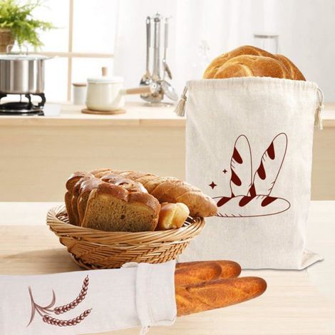 Sacs À Pain - Lin Et Coton Naturel Non Blanchi - Pour Conservation Du Pain Et Des Baguettes - 4 Pièces (1/5)