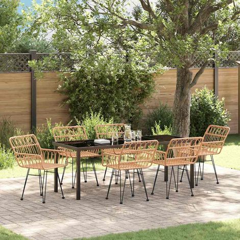 Garten Essgruppe 7 pcs Braun Pulverbeschichteter Stahl (1/5)