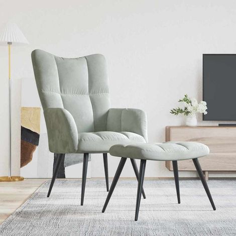 Relaxing chair with Footstool Light Grey Velvet vidaXL (1/5)