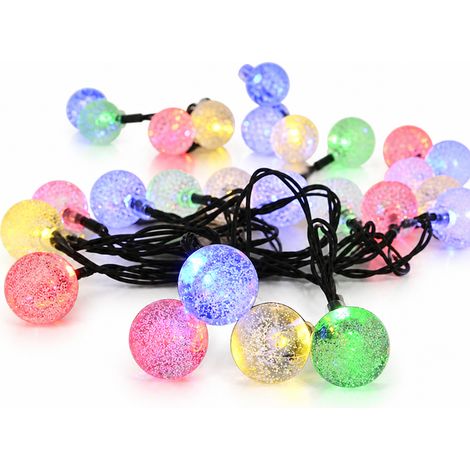 Guirlande Lumineuse LED Solaire Extérieure, 60 Boules Bulles Multicolores, 8 Modes, Étanche pour Jardin (1/5)