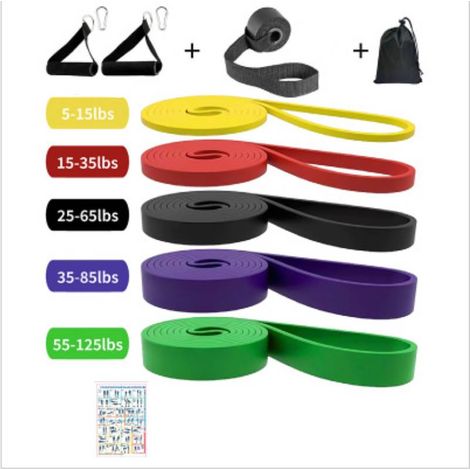 Fascia di resistenza per allenamento di forza, fascia di resistenza elastica con 5 diversi livelli e ancoraggio alla porta, ideale per crossfit, rafforzamento muscolare