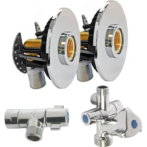 Pack sortie de cloison FIXOPLAC sous-évier - coudé multicouche à sertir Ø16 - M 3/8" (12/17) + robinets - Somatherm (1/5)
