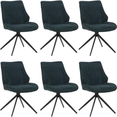 [NON UTILIZZATO] Set 6 sedie sala pranzo HHG-026, posizionamento automatico girevole, tessuto ciniglia (320g/m²) Oeko-Tex, verde