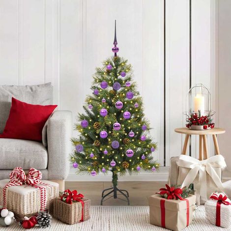 vidaXL Sapin de Noël artificiel avec branches pliables et cônes 120 cm (1/5)