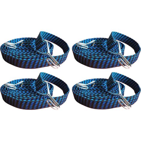 Sangles plates réglables en caoutchouc avec crochets métalliques, longueur 203 cm, pour bagages, camping, voitures, jardinage, charges lourdes. (1/5)