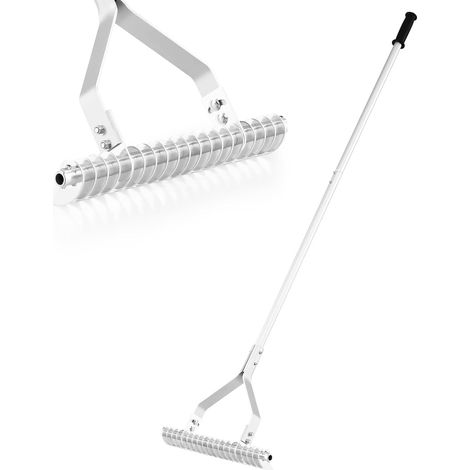 GOPLUS Râteau de Jardin 178cm, Râteau de Gazon en Aluminium avec Manche et Tête Réglable en Angle, 19 Dents Courbées, pour Entretien du Gazon, Nettoyage des Mauvaises Herbes (1/5)