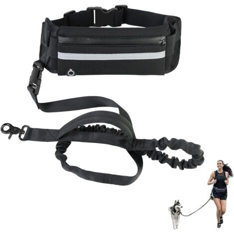 1 Laisse canicross, ceinture réglable, poche amovible, laisse élastique, course à pied (1/5)