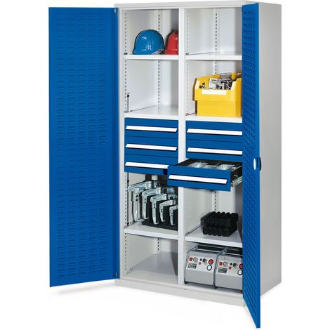 Kappes Schwerlastschränke mit Mitteltrennwand 1950x1000x600mm Schlitzplattentüren Modell 53 enzianblau