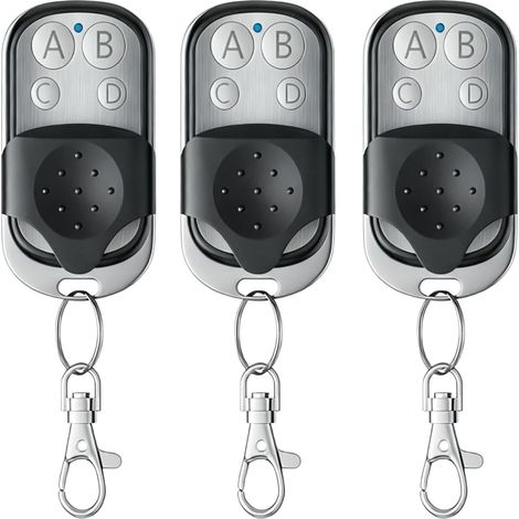 Lot de 3 télécommandes universelles pour porte de garage - 433 MHz - Télécommande avec 4 boutons pour ouvre-porte de garage, portails roulants, portes, interrupteur (1/5)