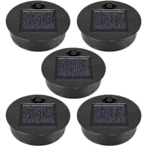 Lot de 5 pièces de rechange pour lampes solaires, diamètre supérieur 7 cm, diamètre inférieur 6 cm, 7 LED blanc chaud, étanches, en plastique et métal, pour lanternes de jardin. (1/4)