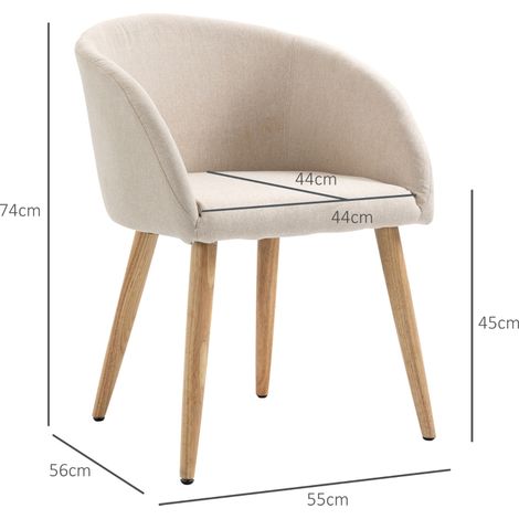 Lot de 2 chaises rembourrées design scandinave, pieds en bois, patins antidérapants, capacité 150 kg, beige (1/5)