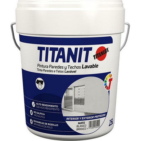 Pintura plástica acrílica estirenada interior/exterior lavable titanit blanco mate 15 l (1/2)
