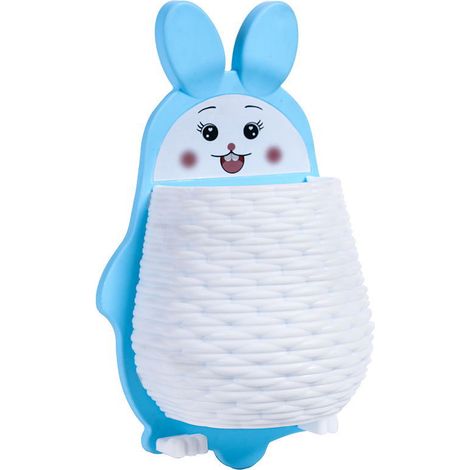 Égouttoir mural sans perçage en forme de lapin mignon, bleu, pour salon, cuisine ou salle de bain. Boîte de rangement créative à fixer au mur.-AquaForge (1/2)