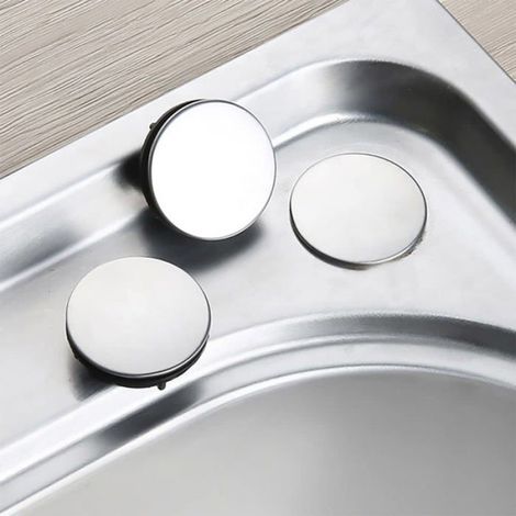 Couvercle Trou Évier - Acier Inoxydable et Plastique - Diamètre 35 mm - Pour Trou de 25 à 30 mm - Cuisine Salle de Bain Lavabo - Lot de 2 (1/5)