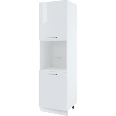 Colonne de cuisine pour four encastrable Bellissi Blanc Brillant 2 portes L 60 cm -  Porte avec poignée apparente  White