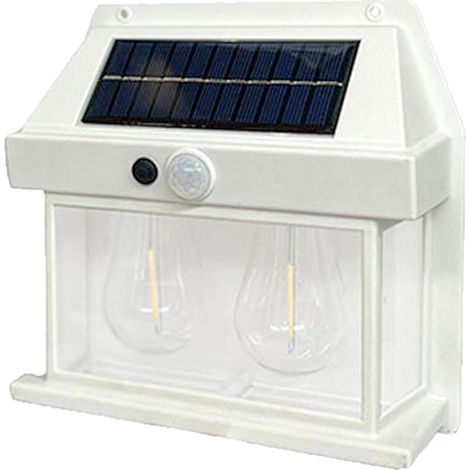 Applique solaire étanches à double ampoule, lumière solaire à capteur de mouvement, lumières solaires pour porche murale avec 3 Modes (1/5)