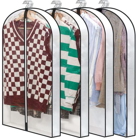 Sac de Rangement pour Vêtements Accrochés - 40 Pouces - Fond Respirant Non Tissé - Fermeture Éclair Robuste - 4 Pièces (1/5)