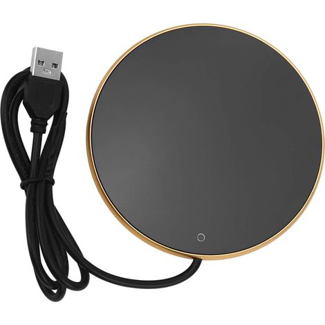 Chauffe-tasse USB 3 Températures, Mini Chauffeur de Tasse Lumineux - Bureau, Maison, Voyage - Doré (1/5)