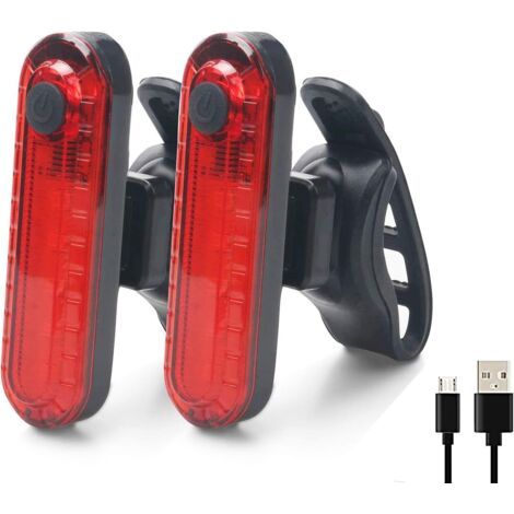 Feux Arriere Vélo - 2 Pièces Eclairage Arrière Vélo, USB Rechargeable COB LED Lampe de Vélo Arrière Imperméable, 4 Modes d'éclairage pour Assurer la Sécurité et Visibilité