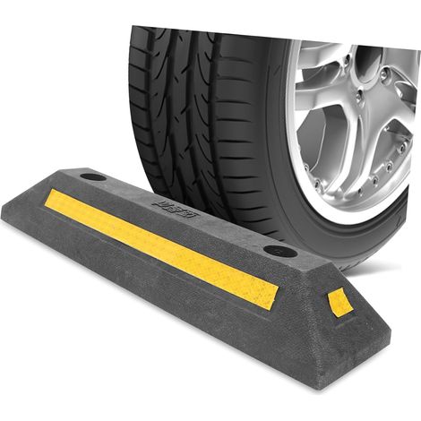Butée de Stationnement en Caoutchouc 480X130X80 MM Butée de Roue Robuste Bande Réfléchissante Accessoire pour Garage et Parking Limiteur de Stationnement pour Voiture (1/5)