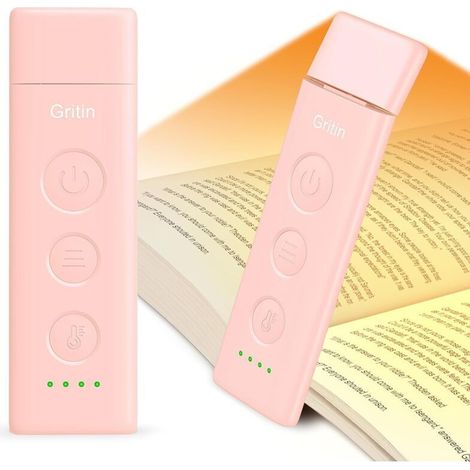 Lampe de Lecture Rechargeable, Liseuse Lampe Clip au Lit, 3 Couleurs Protection des Yeux & 5 Luminosités Réglables en Continu, Compacte et Durable, Cadeaux pour Lecteurs de Livres-Rose (1/5)
