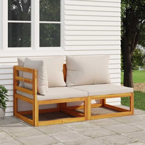 Ensemble de canapés de jardin coussins,Canapé d'extérieur,Banquette / Sofa / Divan de jardin 2 pcs bois massif acacia MEMV912868 (1/5)