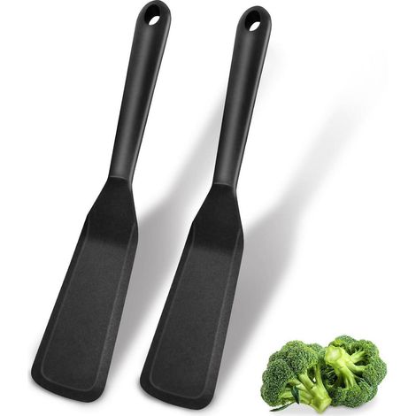 2er Set Silikon Pfannenwender hitzebeständig bis 230°C, BPA-frei, schwarz