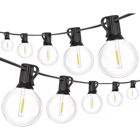 Guirlande Lumineuse Exterieure, 15M 25+2 G40 LED Ampoules, Guirlande Guinguette LED Connectable, Étanche Chaîne Lumiere Exterieur po (1/5)