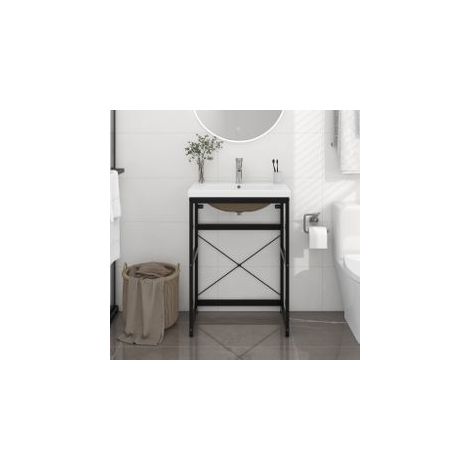 Cadre de lavabo de salle de bain vasque à encastrer Noir Fer