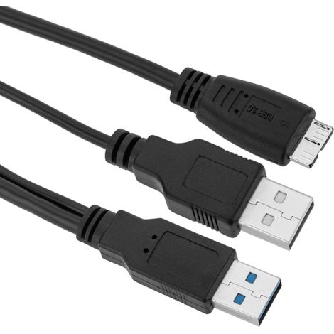 BeMatik - SuperSpeed USB 3.0 Cable double alimentation (2AM/MicroUSB-M) 60cm (1/5)