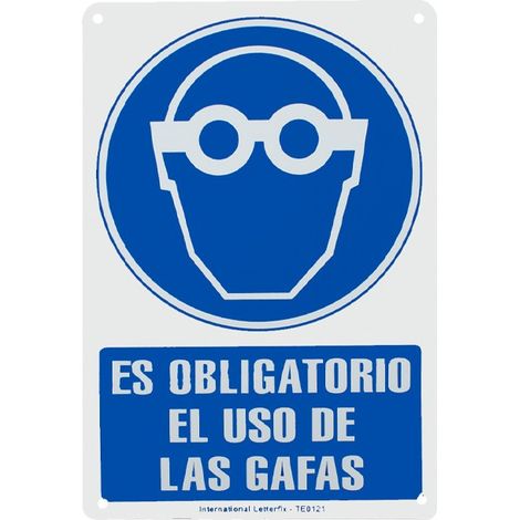 Panneau de port de lunettes obligatoire PVC 30x20 cm haute visibilité BLANC ET BLEU