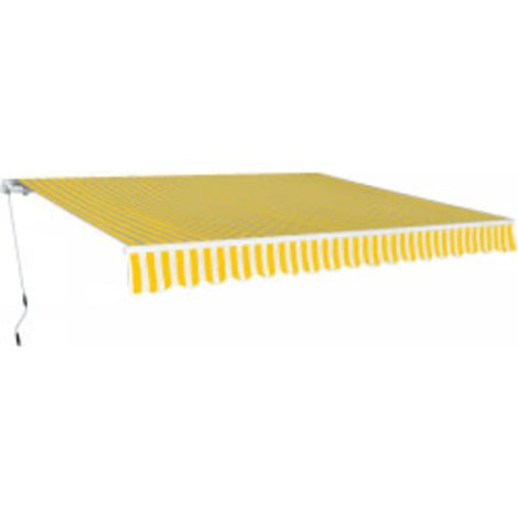 Store banne à bras articulés 600 cm jaune/blanc