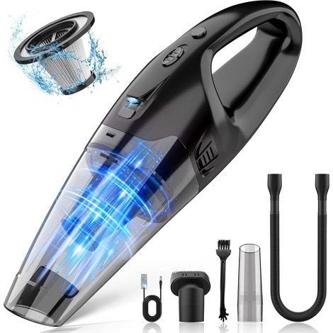 Aspirateur à main sans fil rechargeable, aspirateur de voiture avec LED, charge USB, aspirateur à main sans fil 1,65 lb, pour voiture/maison/animal (1/4)