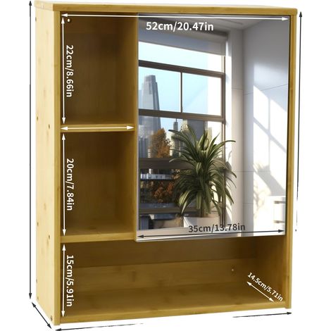 Armoire Murale, Construction en Bambou, Rangement Polyvalent, Bois Naturel (1/2)