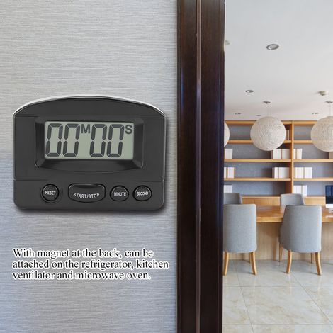 Horloge numérique portable avec compte à rebours, grand écran LCD, usage cuisine (noir) (1/5)