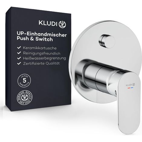 Robinet de douche encastré avec limiteur d'eau chaude, mitigeur pour 2 consommateurs, sécurité intrinsèque contre le reflux, chrome, accessoires nécessaires Slimbox (art. 88022)