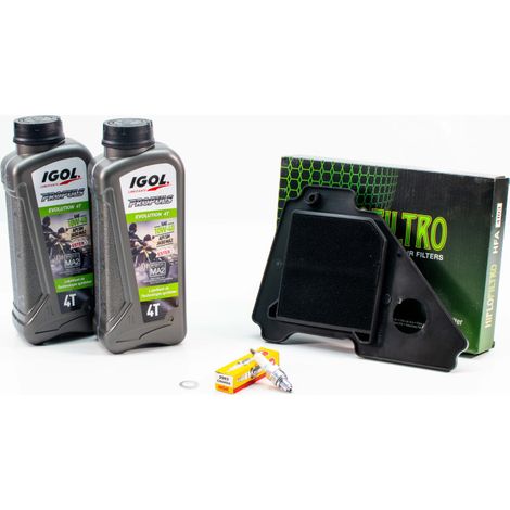 Kit Révision Filtres Bougies pour YAMAHA YBR 125 de 2005 à 2018 - IGOL PROPULS EVOLUTION 10W40 2L