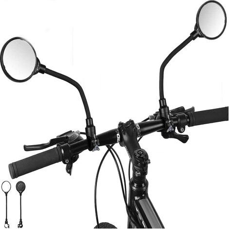 Rétroviseur Vélo, 2 Rétroviseurs de Vélo Grand Angle Rotatifs à 360°, Rétroviseurs de Sécurité Convexes en Acrylique pour Guidon de 22 à 32 mm, Accessoires de Vélo pour Tous Vélos, Motos (1/5)