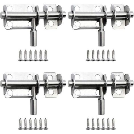 Lot de 6 mini verrous de porte coulissante de 65 mm, verrous de sécurité en acier inoxydable avec vis, adaptés aux portes de salle de bain, portes en bois, portes pour animaux de compagnie, chambres, (1/5)