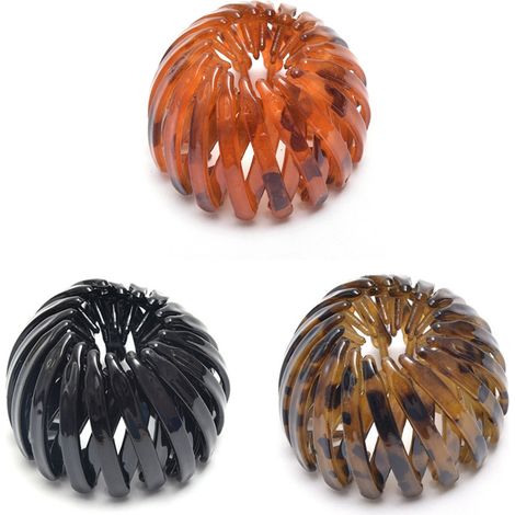 Nœud oiseau forme barrette vintage, géométrique, attaches queue de cheval pour femmes filles, lot 3 pièces orange vert café noir. (1/5)