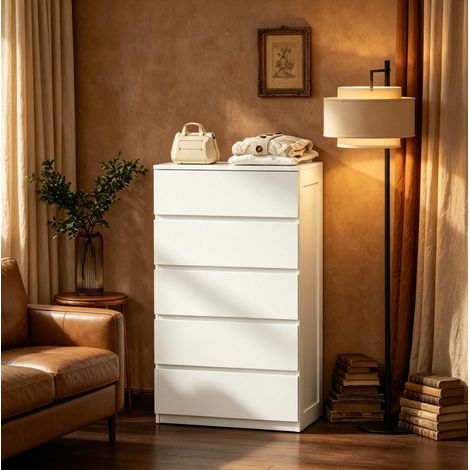 Cómoda de 5 cajones 60 x 39 x 100 cm blanca DESVIAE (1/5)