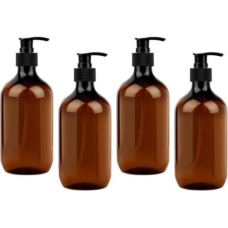 4 Pièces Bouteille Shampoing Vide, Distributeur de Savon 500 ML, Distributeur Gel Douche en Pet pour Savons, Lotions, Détergents, Liquide (1/5)