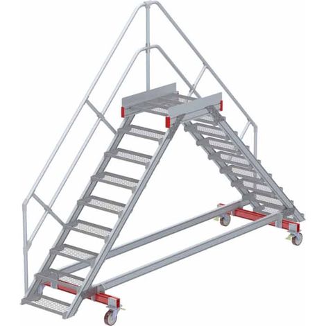 Euroline 512 mobiler Überstieg 45° Stufenausführung Stahl Gitterrost Stufenbreite 600mm 9 Stufen