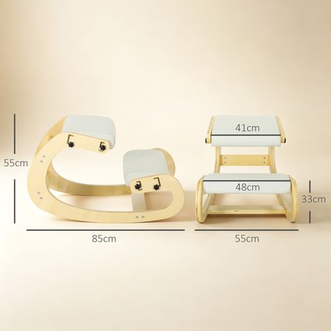 Siège assis genoux, siège ergonomique en bois avec fonction à bascule, chaise à genoux réglable pour bureau à domicile (1/5)