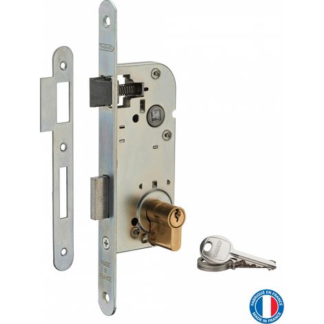 Thirard – Serrure encastrable à cylindre pour porte d'entrée – Axe 40mm – Cylindre 30x30mm – Têtière à bouts ronds – Zinguée – 3 clés (1/3)